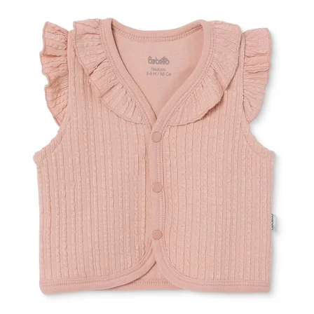Bebetto Kız Bebek Yelek Çıtçıtlı V Yaka Short Sleeve