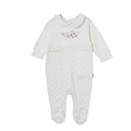 Bebetto Kız Bebek Tulum Çiçek Baskılı Çıtçıtlı Bisiklet Yaka Long Sleeve Patikli