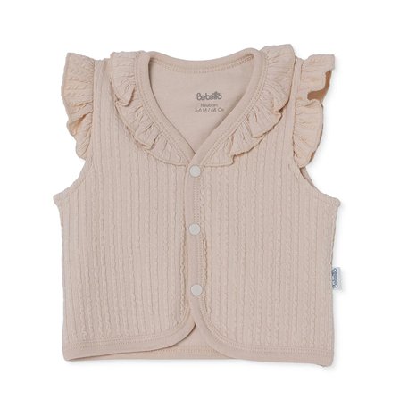 Bebetto Kız Bebek Yelek Çıtçıtlı V Yaka Short Sleeve