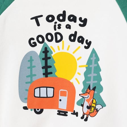 HelloBaby Erkek Bebek Eşofman Takımı Kamp Baskılı Bağcıklı Bisiklet Yaka Long Sleeve Ribanalı