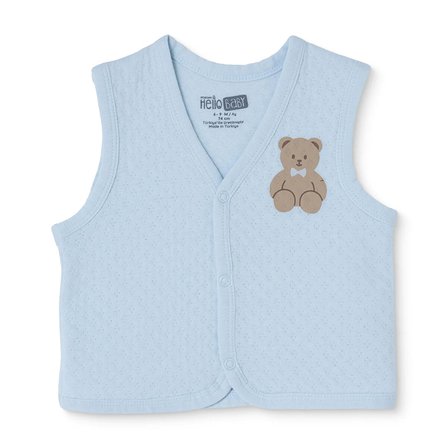 HelloBaby Erkek Bebek Kapitone Yelek Hayvan Baskılı Çıtçıtlı V Yaka Sleeveless