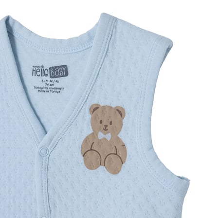 HelloBaby Erkek Bebek Kapitone Yelek Hayvan Baskılı Çıtçıtlı V Yaka Sleeveless