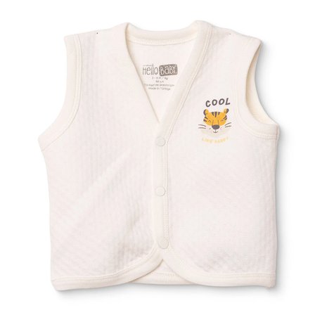 HelloBaby Erkek Bebek Kapitone Yelek Hayvan Baskılı V Yaka Sleeveless