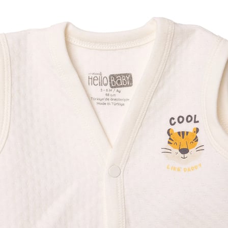 HelloBaby Erkek Bebek Kapitone Yelek Hayvan Baskılı V Yaka Sleeveless