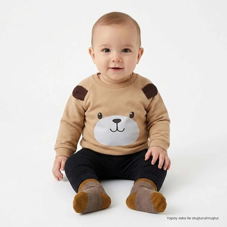 HelloBaby Erkek Bebek Sweatshirt Çizgili Çıtçıtlı Bisiklet Yaka Long Sleeve