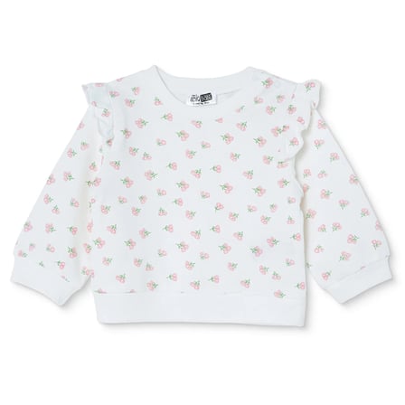 HelloBaby Kız Bebek Sweatshirt Çiçek Baskılı Çıtçıtlı Bisiklet Yaka Long Sleeve