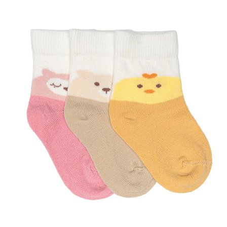 HelloBaby Kız Bebek 3lü Soket Çorap Hayvan Baskılı