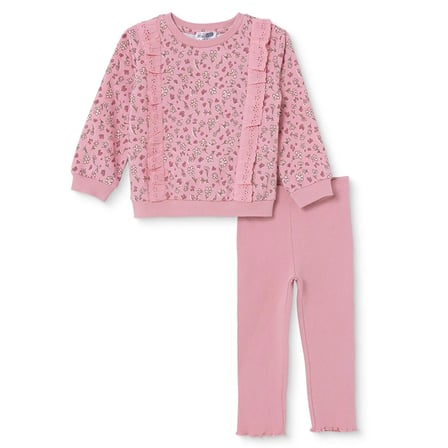 HelloBaby Kız Bebek Bluz-Tayt Çiçek Baskılı Bisiklet Yaka Long Sleeve Reçme