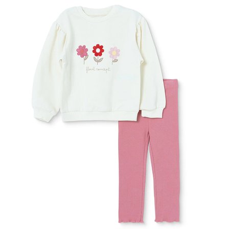 HelloBaby Kız Bebek Bluz-Tayt Çiçek Baskılı Bisiklet Yaka Long Sleeve Reçme
