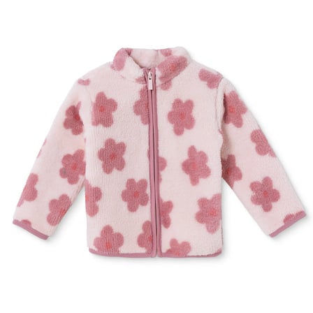 HelloBaby Kız Bebek Welsoft Hırka Çiçek Baskılı Fermuarlı Dik Yaka Long Sleeve