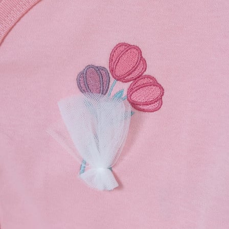 HelloBaby Kız Bebek 5li Hastane Çıkışı Çiçek Baskılı Çıtçıtlı Zarf Yaka Long Sleeve Patikli