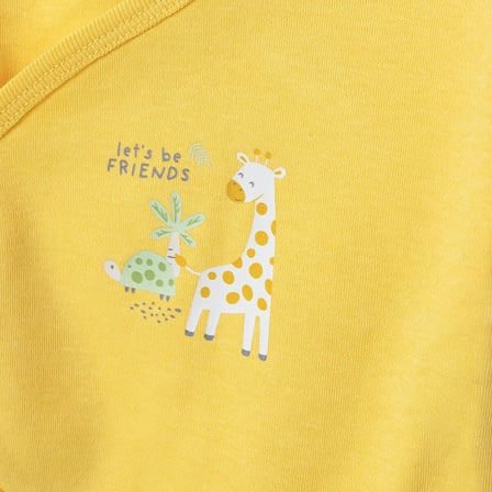 HelloBaby Erkek Bebek 5li Hastane Çıkışı Hayvan Baskılı Çıtçıtlı Zarf Yaka Long Sleeve Patikli