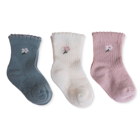 HelloBaby Kız Bebek 3lü Soket Çorap Çiçek Baskılı
