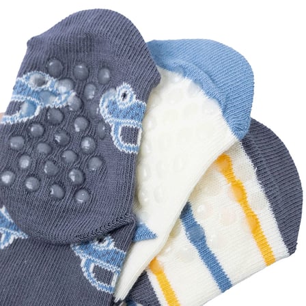 HelloBaby Erkek Bebek 3lü Kaydırmaz Çorap Taşıtlar Baskılı