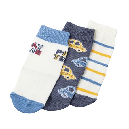 HelloBaby Erkek Bebek 3lü Kaydırmaz Çorap Taşıtlar Baskılı