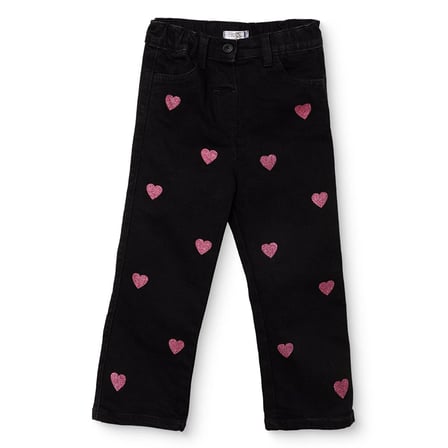 HelloBaby Kız Bebek Denim Pantolon Yıldız Baskılı Düğmeli Reçme