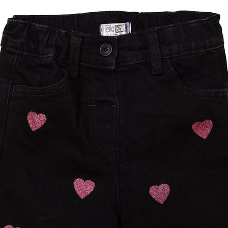 HelloBaby Kız Bebek Denim Pantolon Yıldız Baskılı Düğmeli Reçme
