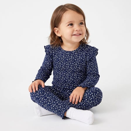 HelloBaby Kız Bebek Bluz-Tayt Çiçek Baskılı Bisiklet Yaka Long Sleeve Reçme