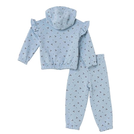HelloBaby Kız Bebek Eşofman Takımı Çiçek Baskılı Fermuarlı Kapüşonlu Long Sleeve Lastikli