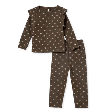 HelloBaby Kız Bebek Bluz-Tayt Çiçek Baskılı Bisiklet Yaka Long Sleeve Reçme