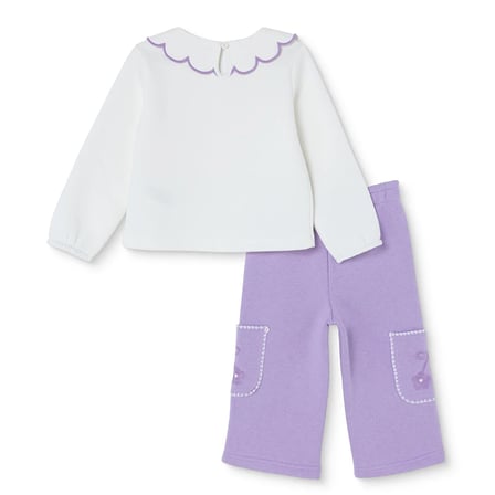 HelloBaby Kız Bebek Bluz-Pantolon Modelli Yaka Long Sleeve Reçme