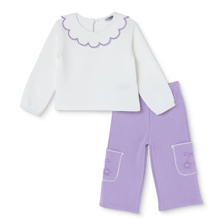 HelloBaby Kız Bebek Bluz-Pantolon Modelli Yaka Long Sleeve Reçme