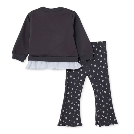 HelloBaby Kız Bebek Bluz-Tayt Çiçek Baskılı Bisiklet Yaka Long Sleeve Reçme