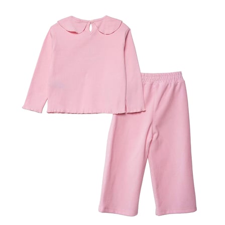HelloBaby Kız Bebek Bluz-Pantolon Tavşan Baskılı Düğmeli Bebe Yaka Long Sleeve Reçme