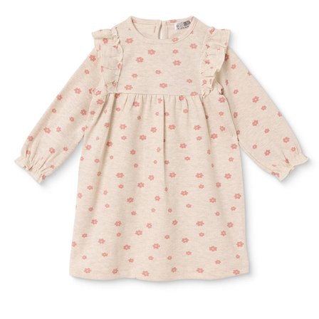 HelloBaby Kız Bebek Elbise Çiçek Baskılı Düğmeli Bisiklet Yaka Long Sleeve