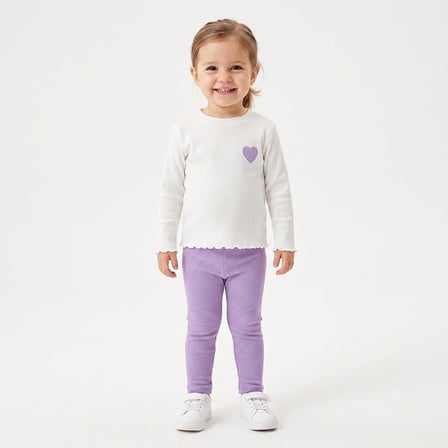 HelloBaby Kız Bebek Bluz-Tayt Çiçek Baskılı Bisiklet Yaka Long Sleeve Reçme