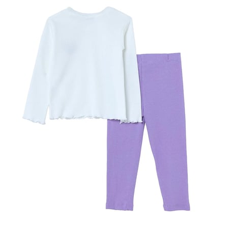HelloBaby Kız Bebek Bluz-Tayt Çiçek Baskılı Bisiklet Yaka Long Sleeve Reçme