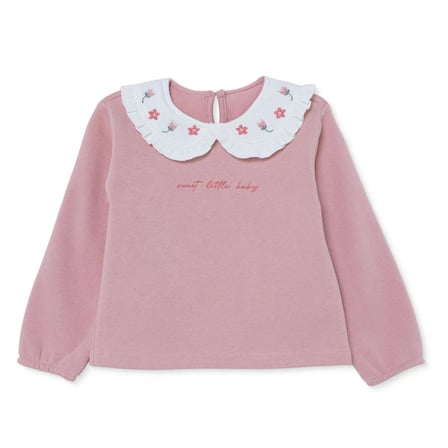 HelloBaby Kız Bebek Bluz Yazı Baskılı Düğmeli Bebe Yaka Long Sleeve Reçme