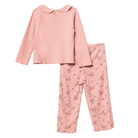 HelloBaby Kız Bebek Bluz-Tayt Ayı Baskılı Düğmeli Bebe Yaka Long Sleeve Reçme