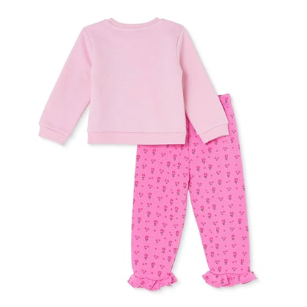 HelloBaby Kız Bebek Eşofman Takımı Tavşan Baskılı Bağcıklı Bisiklet Yaka Long Sleeve Reçme