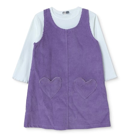 HelloBaby Kız Bebek Salopet-Tişört Kalp Baskılı Bisiklet Yaka Long Sleeve Reçme