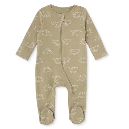 HelloBaby Erkek Bebek Tulum Dinozor Baskılı Fermuarlı Bisiklet Yaka Long Sleeve Patikli