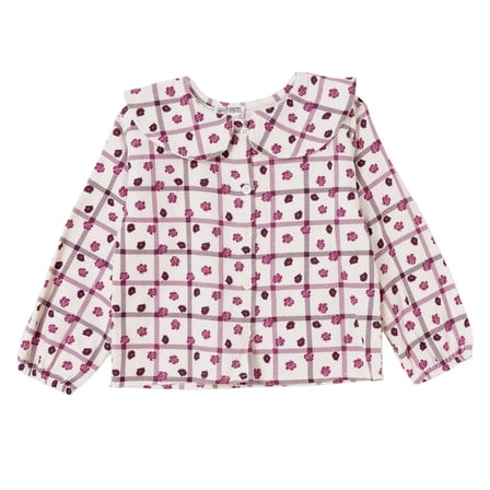 HelloBaby Kız Bebek Gömlek Çiçek Baskılı Düğmeli Fırfırlı Yaka Long Sleeve