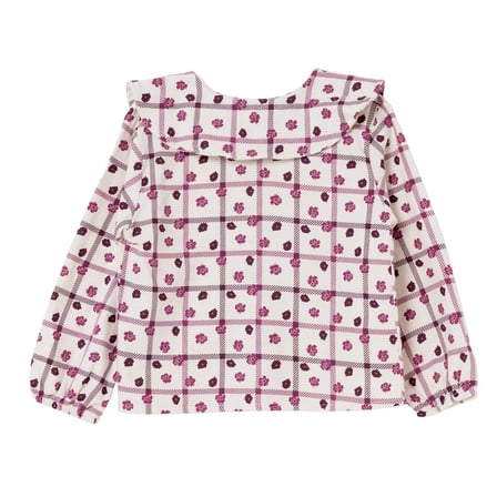 HelloBaby Kız Bebek Gömlek Çiçek Baskılı Düğmeli Fırfırlı Yaka Long Sleeve
