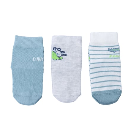 HelloBaby Erkek Bebek 3lü Kaydırmaz Çorap Hayvan Baskılı