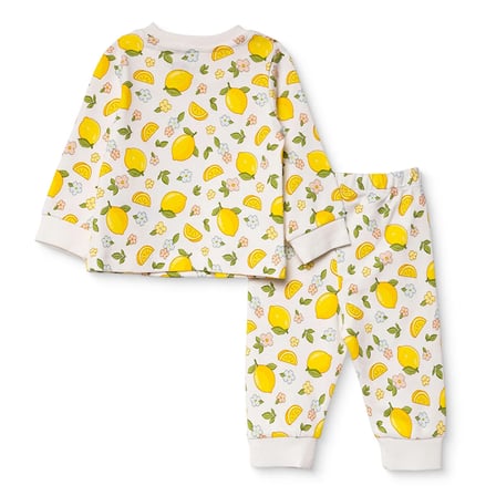 HelloBaby Kız Bebek Pijama Takımı Meyve Baskılı Çıtçıtlı Bisiklet Yaka Long Sleeve Ribanalı