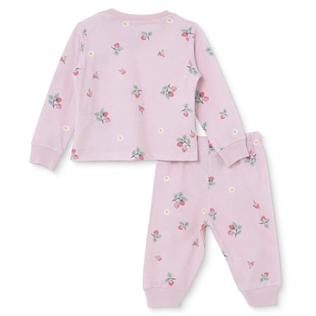 HelloBaby Kız Bebek Pijama Takımı Çiçek Baskılı Çıtçıtlı Bisiklet Yaka Long Sleeve Ribanalı