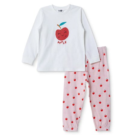 hellobaby kız bebek pijama takımı fiyonk baskılı çıtçıtlı bisiklet yaka long sleeve ribanalı