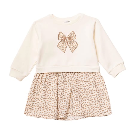 HelloBaby Kız Bebek Elbise Fiyonk Baskılı Bisiklet Yaka Long Sleeve