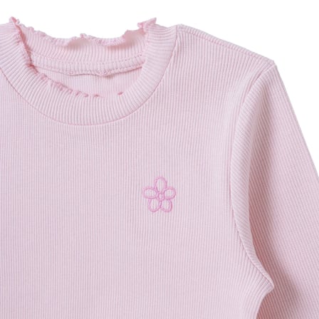 HelloBaby Kız Bebek Tişört Çiçek Baskılı Bisiklet Yaka Long Sleeve