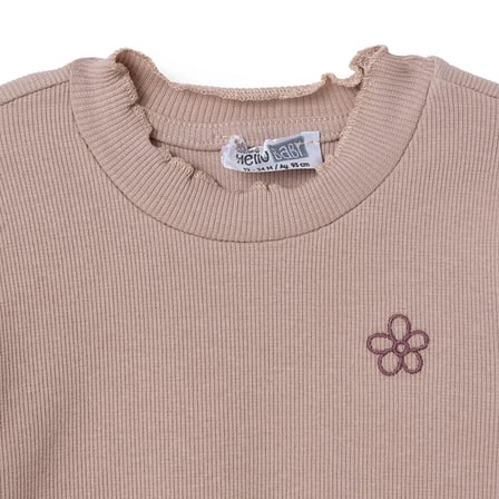HelloBaby Kız Bebek Tişört Çiçek Baskılı Bisiklet Yaka Long Sleeve
