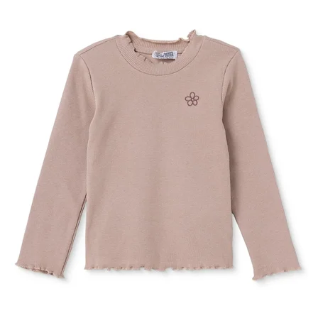 HelloBaby Kız Bebek Tişört Çiçek Baskılı Bisiklet Yaka Long Sleeve