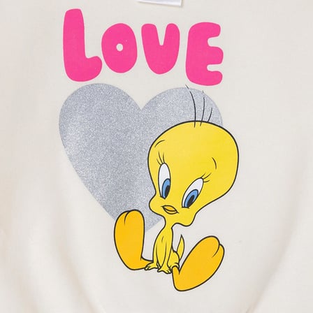 Looney Tunes Kız Bebek Lisans Eşofman Takımı Lisans Baskılı Bisiklet Yaka Long Sleeve Ribanalı