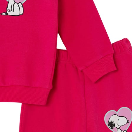 Snoopy - PEANUTS Kız Bebek Lisans Eşofman Takımı Lisans Baskılı Bisiklet Yaka Long Sleeve Ribanalı