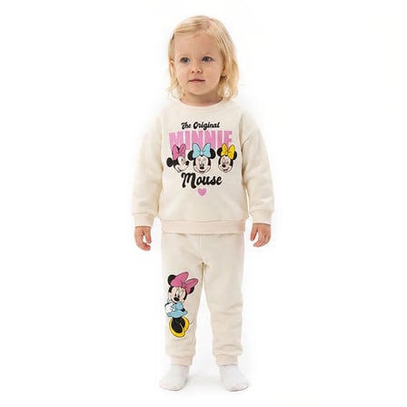 Disney Kız Bebek Lisans Eşofman Takımı Lisans Baskılı Bisiklet Yaka Long Sleeve Lastikli