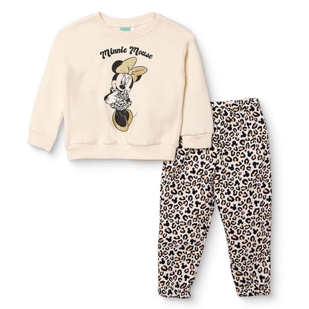 Disney Kız Bebek Lisans Eşofman Takımı Lisans Baskılı Bisiklet Yaka Long Sleeve Ribanalı